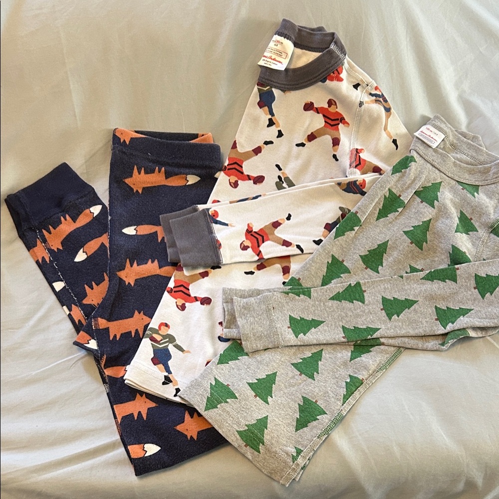 Hanna Anderson Festive Kids Pajamas with Fun Prints Sz 130 / 8